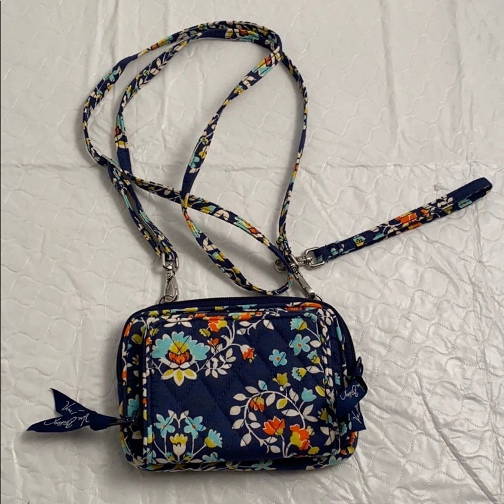 Vera Bradley Chandelier Floral multicolor navy crossbody wristlet
